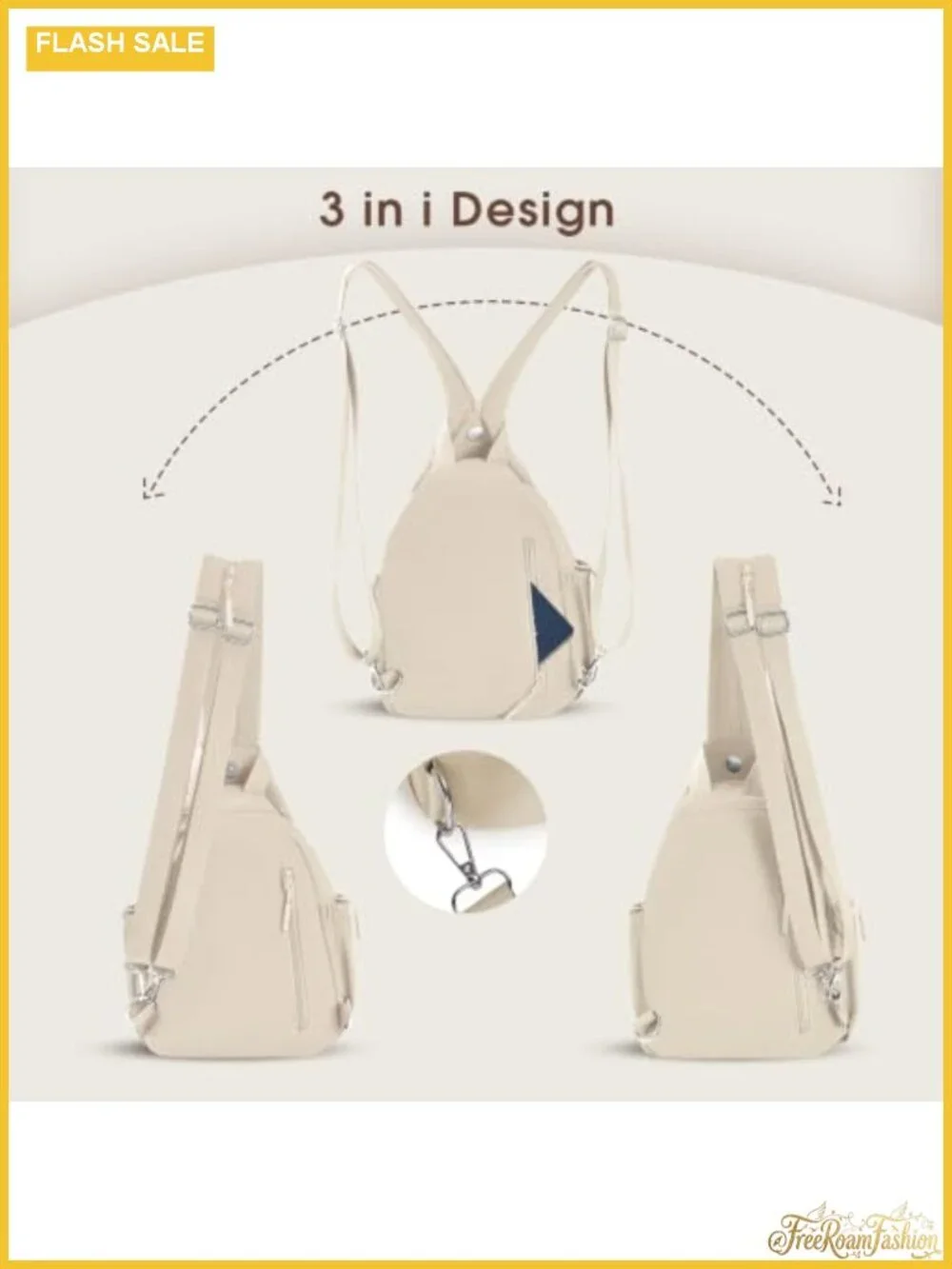 3-Way Convertible Anti-Theft Travel Sling Backpack Crossbody Chest Bag